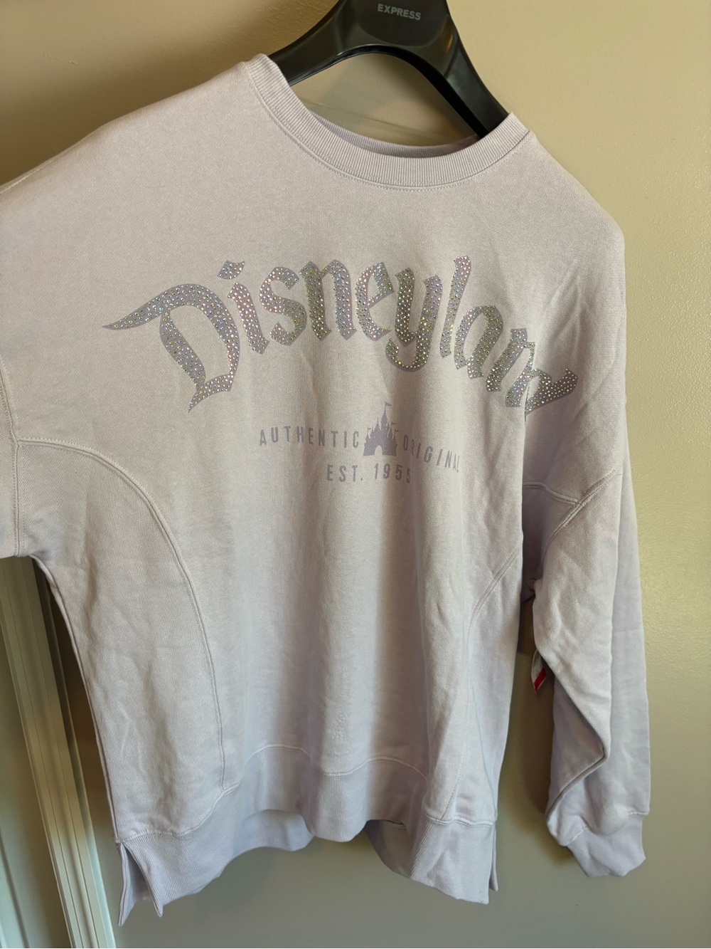 Disneyland Authentic Purple Lavender Crewneck Rhinestones Sweatshirt New size S - Picture 3 of 3